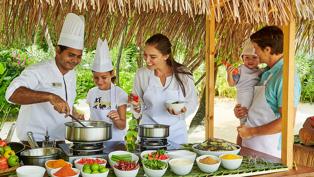 Family cooking class at Fairmont Maldives