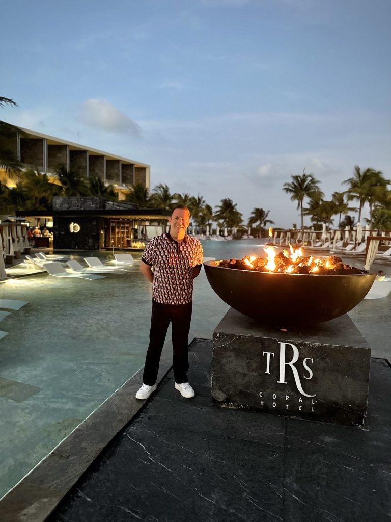 TRS Coral firepit and luxury travel expert Ross